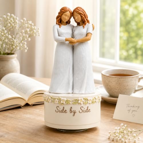 Side by Side Music Box Gift for Sisters & Friends with Clair de Lune Melody