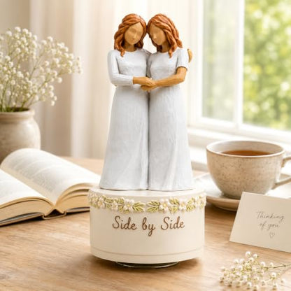 Side by Side Music Box Gift for Sisters & Friends with Clair de Lune Melody