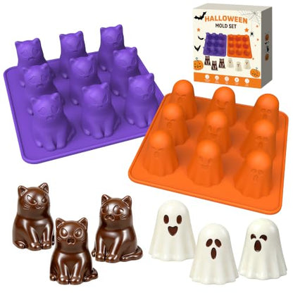 Halloween Ghost Silicone Mold 2 Pack - 3D Candy, Chocolate, Gummy & Dessert Maker