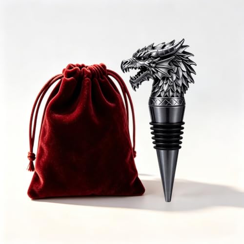 Dragon Wine Stopper with Silver Finish and Gift Bag - Fantasy Collectible