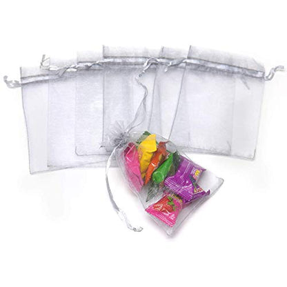 100Pcs Sheer Organza Bags 5x7 Inch Gray Jewelry Gift Bags for Weddings