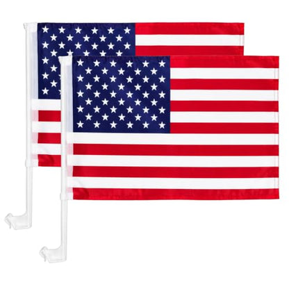 2PCS American Car Flag Window Clip - 18x12 Inch US Flag for Vehicles