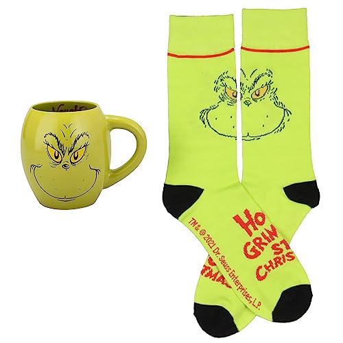 Dr. Seuss Grinch Naughty or Nice Ceramic Mug & Crew Sock Gift Set