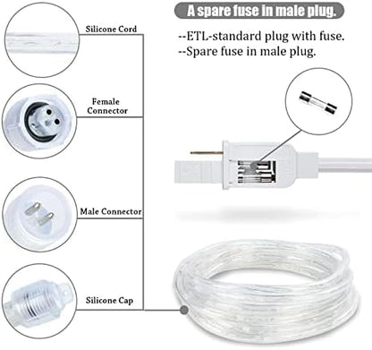 Vigdur LED Rope Lights - 30ft Waterproof Warm White Flexible Tube Lights for Outdoor Garden & Patio | 360 LEDs