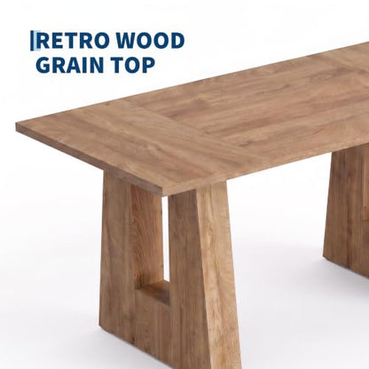Garvee 63-Inch Modern Dining Table - Light Brown, Seats 4-6