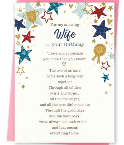 Mu-406 Romantic Birthday Card for Wife from Husband - Love & Celebration