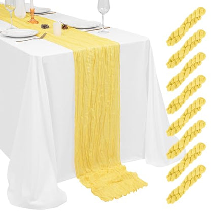 Yellow Cheesecloth Table Runner 8 Pack - 17 x 108 Inch Wedding & Party Decor