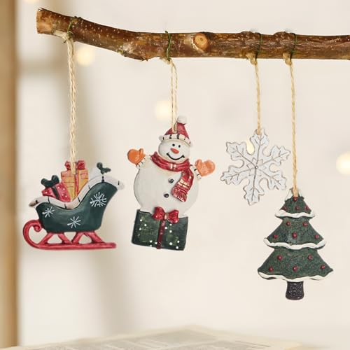 Snowflake Resin Christmas Tree Ornament 6x6cm - Snowman, Sled, Sock DIY Decor