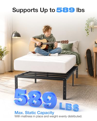 Twin Bed Frame with Metal Platform Support - Easy 8-Minute Setup