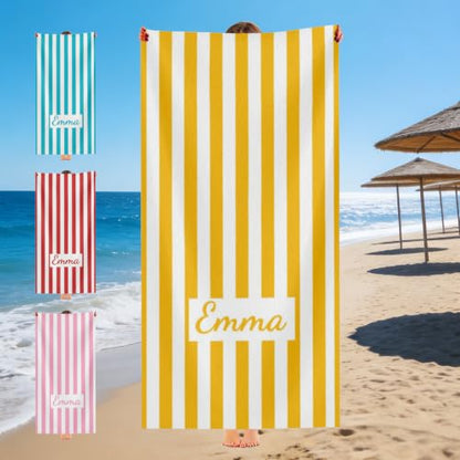 Personalized Beach Towel with Name - Custom Microfiber Pool & Vacation Towel Style B3