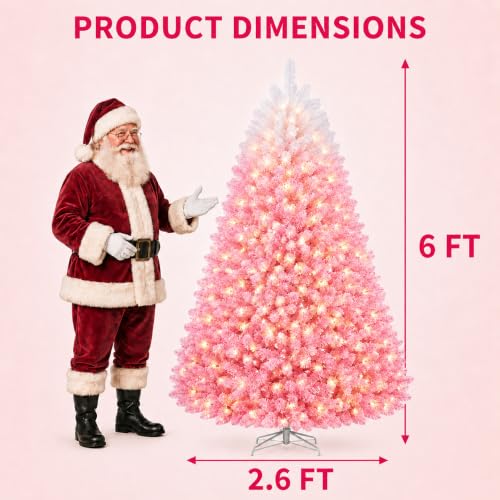 Pink White Gradient 6ft Artificial Christmas Tree with 210 Lights & 750 Tips