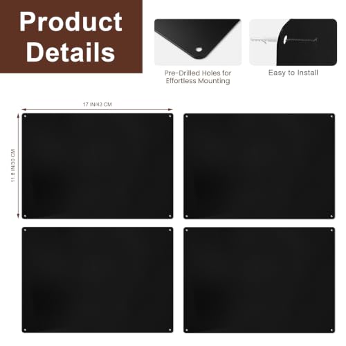 Black Magnet Board 17x11.8 Inches Metal Bulletin Board for Wall - Pack of 4