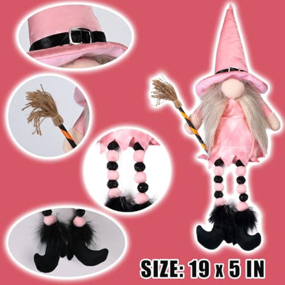 Halloween Witch Gnomes Plush Decor Set - 3 Cute Long Leg Elf Ornaments