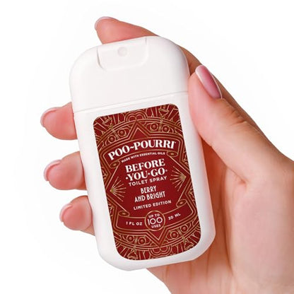 Poo-Pouri Before-You-Go Holiday Pocket Sprayer, Berry and Bright, 1 Fl Oz - Cinnamon, Cranberry and Balsam Fir