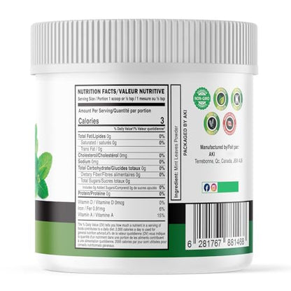 AKI Refreshing Mint Leaves Powder - Non-GMO, and Vegan Friendly | May Supports Digestion and Useful in Flavoring, Cooking, Baking, Drinks Tea, Cocktails, (3 Oz / 85g)