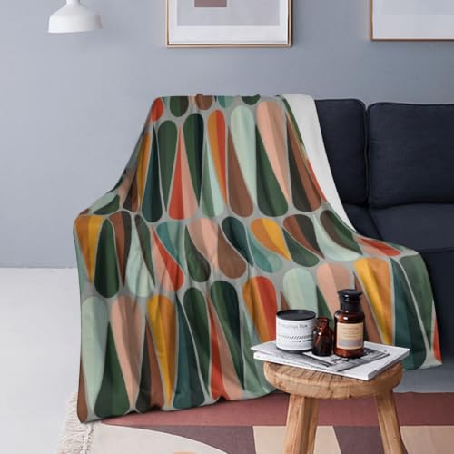 Mid Century Retro Abstract Plush Throw Blanket - 80x60 Inches - Cozy Fleece for Sofa Couch Bed - Variation of THIS listing