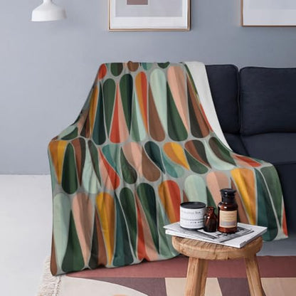 Mid Century Retro Abstract Plush Throw Blanket - 80x60 Inches - Cozy Fleece for Sofa Couch Bed - Variation of THIS listing