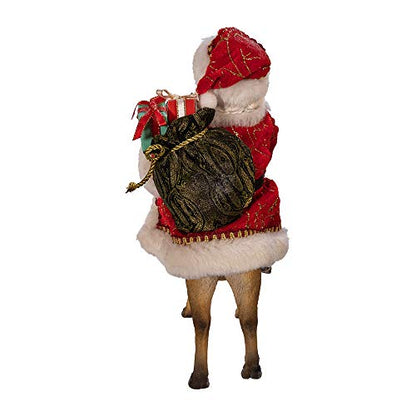 Festive Santa on Reindeer Holiday Decor - 11.5-Inch Fabriché Collection