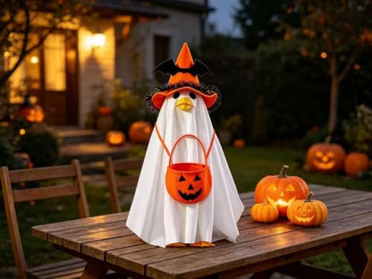 Halloween Ghost Goose Outfit for 23-Inch Garden Geese - Orange