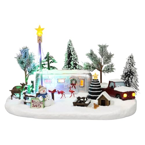 Musical LED Christmas Camper Scene Decor - Holiday Village Display