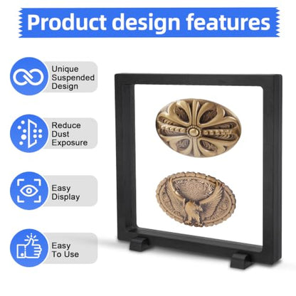 2 Pack Belt Buckle Display Cases - 3D Floating Frame for Collectibles