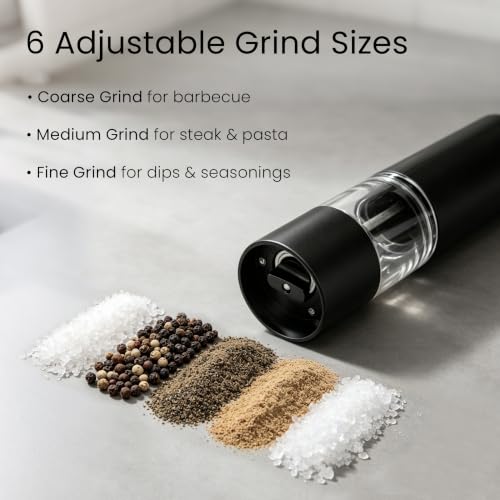 USB Rechargeable Salt & Pepper Grinder Set with Storage Base - Black 2 Pack - Variation 2