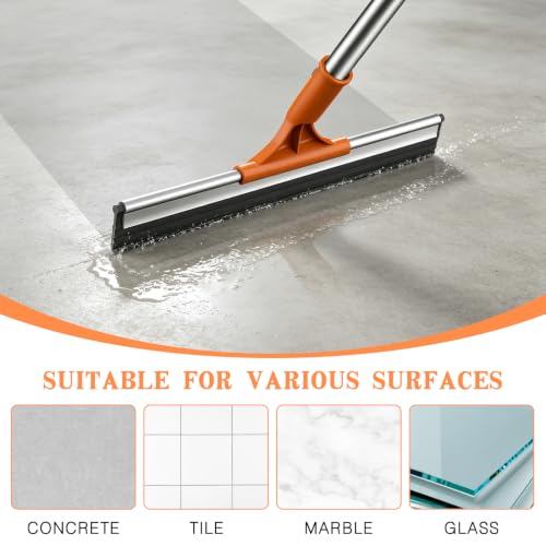 Heavy Duty Floor Squeegee for Tile and Concrete Floors - Adjustable Handle