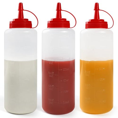 3 Pack 12 oz Leakproof Condiment Squeeze Bottles with Flip Top Caps