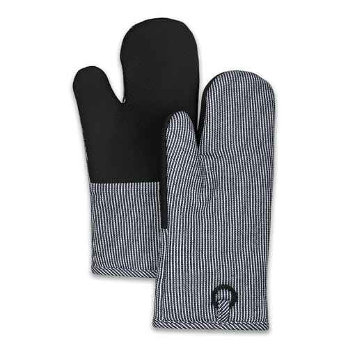 Frigidaire Layla Cotton and Neoprene Oven Mitts, Heat Resistant, Anti-Slip, Machine Washable,13¡±x7¡±,Black,Set of 2