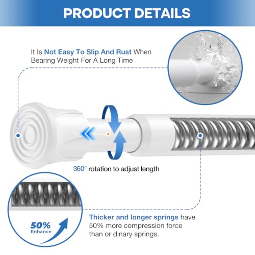 No Drill Adjustable Curtain Rod 27-39 Inches White 2-Pack - Renter Friendly