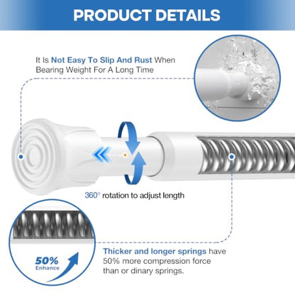 No Drill Adjustable Curtain Rod 27-39 Inches White 2-Pack - Renter Friendly