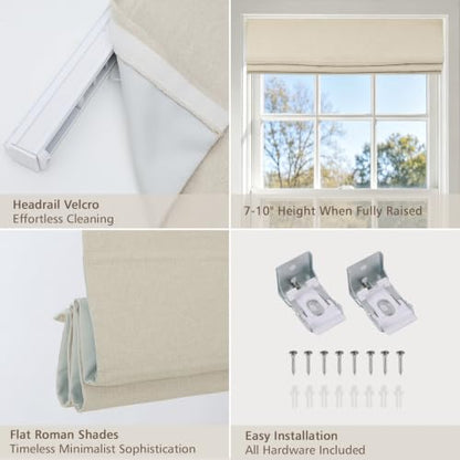 Sunbox Natural Beige Cordless Roman Shades for Indoor Windows - Custom Fit