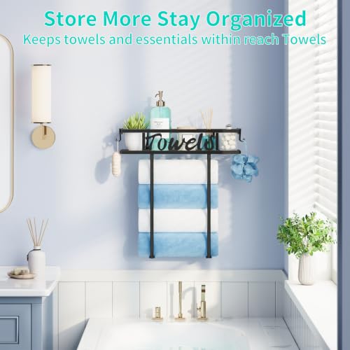 2-Tier Wall Mounted Towel Rack for Bathroom Above Toilet - Rust-Resistant Metal
