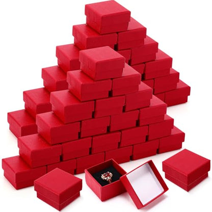 Yinkin 72 Pcs Ring Boxes Bulk with Velvet Liner - Red