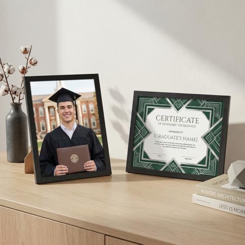 8.5x11 Inch Certificate Picture Frame Set - Black, 5 Pack