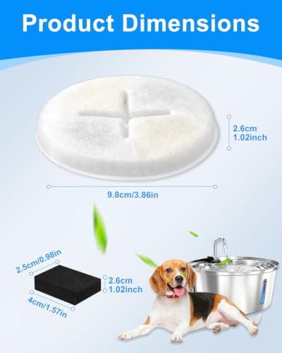 White 12+12 Dog Water Fountain Filter Set for Pawccoli WF02