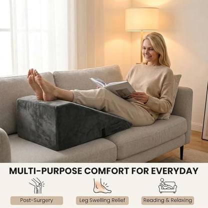 Adjustable Leg Elevation Pillow for Post Surgery Recovery - Non-Slip, Breathable Velvet Cover