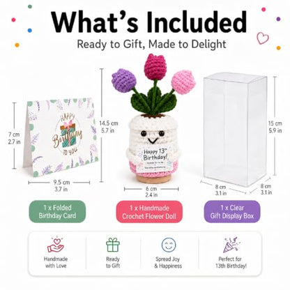 13th Birthday Gift for Girls Boys Handmade Crochet Flower Doll - Keepsake