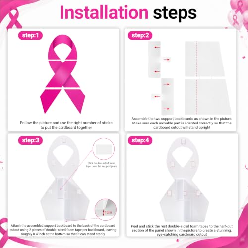 Pink Ribbon Awareness Stand-Up for Indoor Outdoor Decor - 4 FT