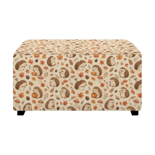 Autumn Maple Hedgehog Ottoman Cover - Stretch Rectangular Slipcover for 30''-33'' Ottoman Footstools