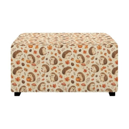 Autumn Maple Hedgehog Ottoman Cover - Stretch Rectangular Slipcover for 30''-33'' Ottoman Footstools