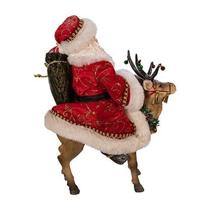 Festive Santa on Reindeer Holiday Decor - 11.5-Inch Fabriché Collection