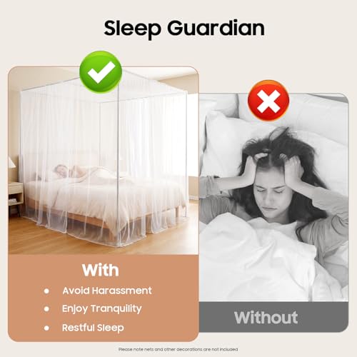 Stainless Steel Canopy Bed Frame Poles with Corner Brackets for Twin-Queen-King Sizes