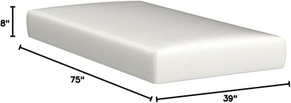 NapQueen Twin Size Mattress - 8 Inch Bamboo Charcoal Memory Foam for Ultimate Comfort
