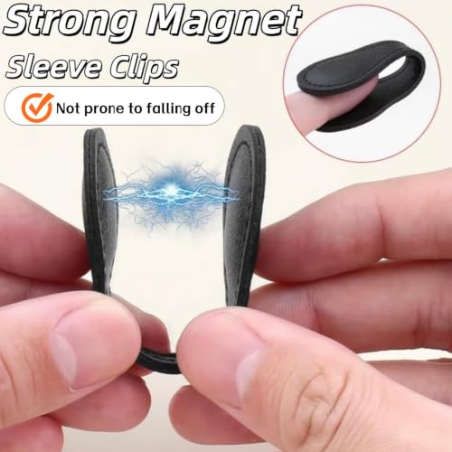 Black Leather Magnetic Shirt Sleeve Clips - Reusable Multi-Use Garment Holders