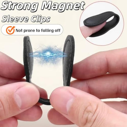 Black Leather Magnetic Shirt Sleeve Clips - Reusable Multi-Use Garment Holders