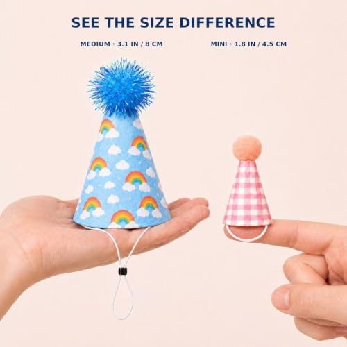 Mini Party Hats for Stuffed Animals and Pets, Set of 25