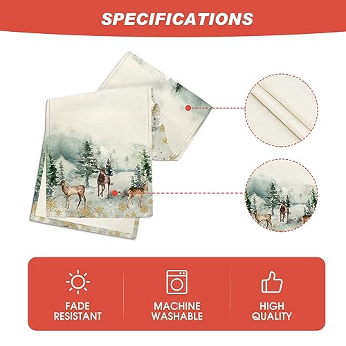 Deer Tree Christmas Table Runner - 13x72 Inch Green Holiday Decor