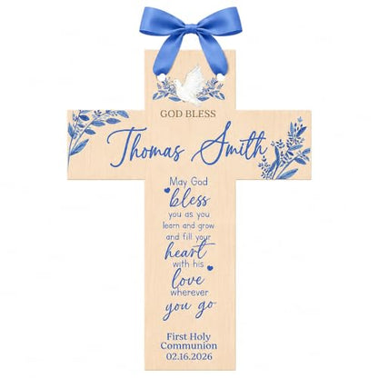 Personalized Catholic Baptism Cross for Boys & Girls May God Bless