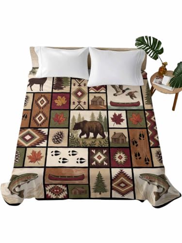 Brown King Flat Sheet - Hotel Quality Microfiber Bedding - Retro Checkered